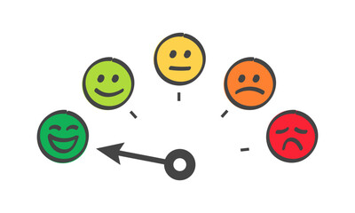 Rating scale for customer. Feedback level with cartoon faces. Vector 