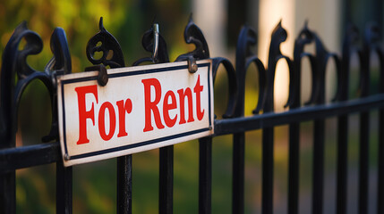 For rent sign displayed on a residential building, symbolizing opportunities for new beginnings and the dynamic nature of urban living.