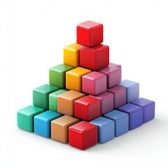 Obraz premium Colorful Blocks Pyramid: A Visual Representation of Growth and Success