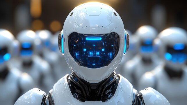 Futuristic robots in formation.