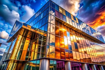 Fototapeta premium Modern Metallic Building Facade - Architectural Photography