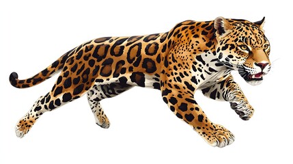 Obraz premium Majestic Jaguar in Mid Stride Powerful Predator