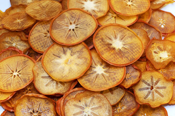 Dried persimmons, dried persimmons, fruukt background, healthy snack, proper nutrition, selective focus