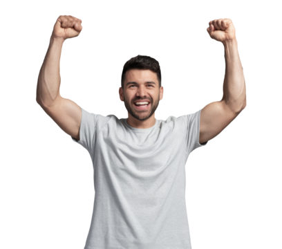 High-Quality PNG happy man celebrating success on white background