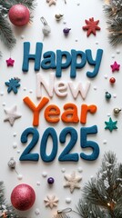 Wool felt plush texture 2025 New Year color background font design