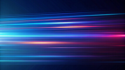 The Flow of Innovation: Dynamic Colorful Lines Symbolizing Speed on a Midnight Blue Horizon