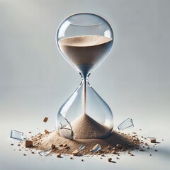 broken hourglass with sand