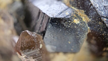 Macro photography of smoky quartz and morion crystals 4