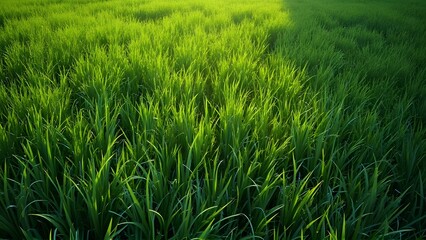 Obraz premium Lush Green: A Sea of Vibrant Rice Fields 