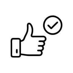 Thumb up icon. Thumbs Up Icon with Confirmation Check Mark. Thumb up with star. Thumb up icon collection. Like sign and symbol. Vector illustration.