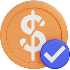 Paid 3d icon. Payment icon 3d rendering
