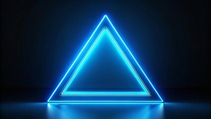 Neon Blue Triangle Outline: Geometric Shape Stock Photo