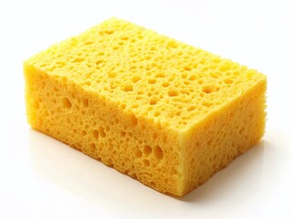 New Clean Yellow Sponge Isolated on White Background - Perfect for Cleaning Stock Photo