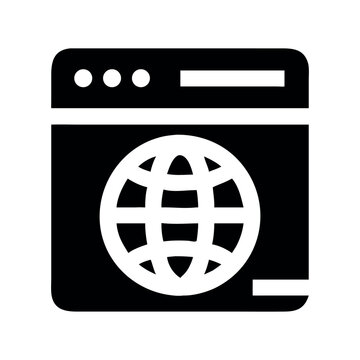 A simple web browser icon with a globe, representing global connectivity, webside icon or logo isolated sign symbol vector illustration. High quality black style vector icons.