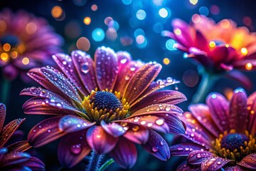 Obraz premium Night Blooming Flowers with Dew Drops - Stunning Macro Photography