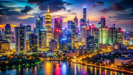 Obraz premium Night City Lights Virtual Background: Stunning Social Media Screen