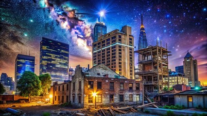 Obraz premium Night Cityscape: A New Dawn - Time for Change Stock Photo