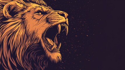 A furious roaring lion