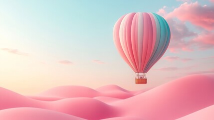 Fototapeta premium A hot air balloon on the pastel background