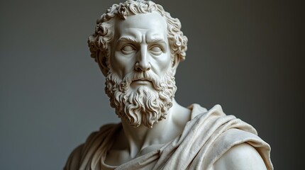 Obraz premium Striking Marble Bust of an Ancient Philosopher with Intricate Features