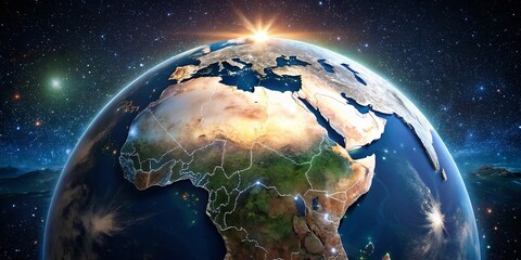 Night Photography: Illuminated Globe Featuring Africa Continent