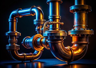 Night Photography: Isolated Siphon with Bottle Trap Components on White Background