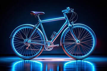 Fototapeta premium Night Photography: Technical Blueprint Bike Design - Detailed Engineering Drawing