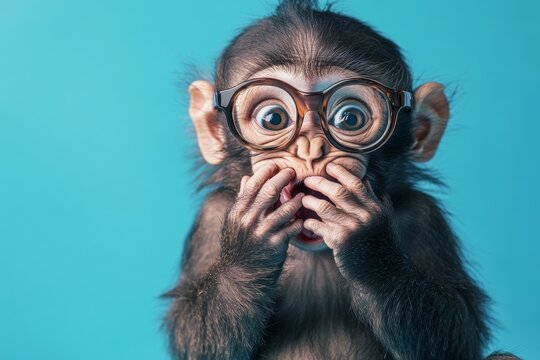 Astonished Monkey in Specs: A Hilarious Portrait