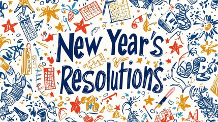 Obraz premium Illustrated Design of New Year's Resolutions for Inspiration and Motivation in Colorful Style