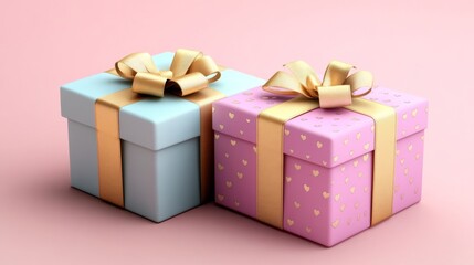 Obraz premium Pastel gift boxes with a ribbon