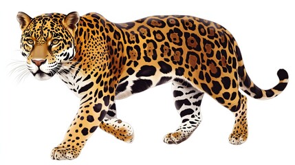 Obraz premium Majestic Jaguar Walking in Graceful Stride