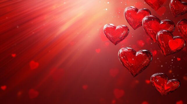 A greeting card with transparent hearts