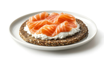 Crispy Swedish Rye Crispbread Topped with Cream and Salmon