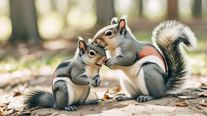 Obraz premium CUTE SQUIRREL FAMILY