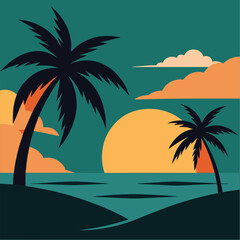Sunset background vector illustration.