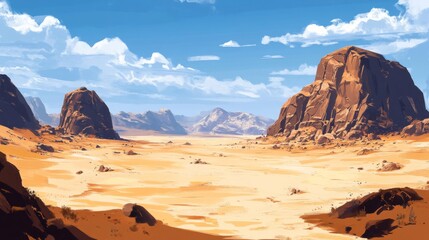 Naklejka premium Majestic Desert Landscape Under a Bright Sunny Sky