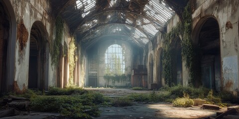Obraz premium Abandoned buildings feature prominently in this collection, showcasing the intriguing aesthetic of abandoned buildings and their unique character, evoking a sense of history and mystery.