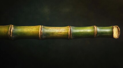 Fototapeta premium Close-up of a Single Bamboo Segment Against a Dark Background