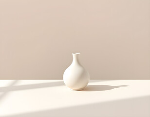 Minimalist Ceramic Vase on Neutral Background: Clean and Modern Design