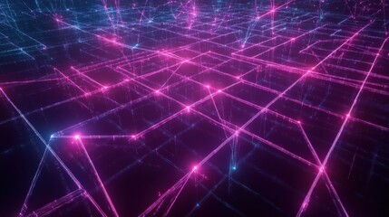 Obraz premium Abstract Neon Grid with Vibrant Lines