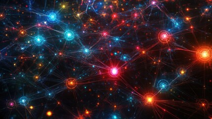 Fototapeta premium Vibrant Neural Network Abstract Visualization