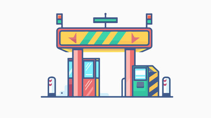 Modern Tollbooth Road Toll Outline Icon Vector Illustration