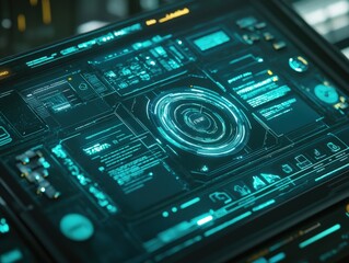 Fototapeta premium Futuristic Control Panel with Digital Interface