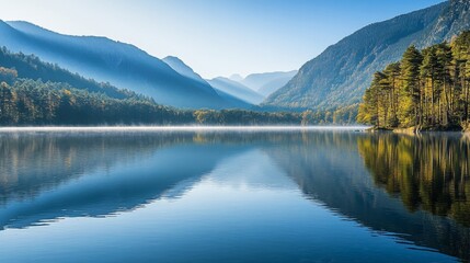 Serene Mountain Lake Reflecting Autumn Colors