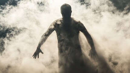 Mysterious Figure Emerging from Smoke