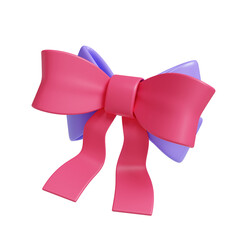 Playful ribbon bow design with color contrast, 3D render.