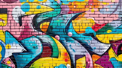 Fototapeta premium Abstract colorful Graffiti on brick wall.