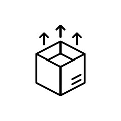 Unboxing arrow outline icons, minimalist vector illustration ,simple transparent graphic element .Isolated on white background