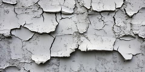 Obraz premium Peeling paint on an old cement wall showcases a textured cement surface. This cracked cement creates a unique gray concrete backdrop, perfect for various design projects and compositions.