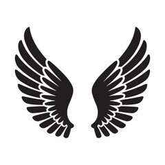 Elegant Black Wings Spread Wide vector on white background 